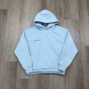 Pangaia Hoodie Mens XXS Light Blue Organic Cotton Recycled Fleece Pullover Logo